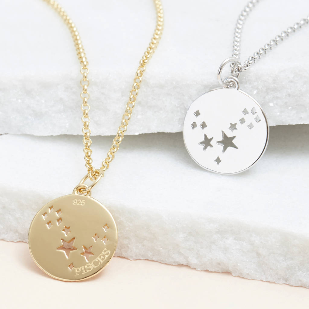 Pisces Star Sign Necklace Silver Or Gold/Rose Vermeil By Muru ...