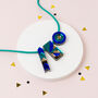Teal And Blue Mirrored Statement Geometric Necklace, thumbnail 3 of 4