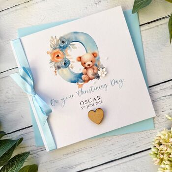 Christening/Baptism Card For Little Boy, Personalised, 2 of 5