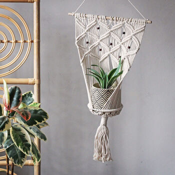 Large Crochet Macrame Plant Pot Hanger, 3 of 7