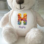 Personalised Flower Alphabet Cream New Baby Teddy Bear, thumbnail 5 of 6