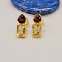 Garnet Citrine Silver Stud Earrings, thumbnail 5 of 11