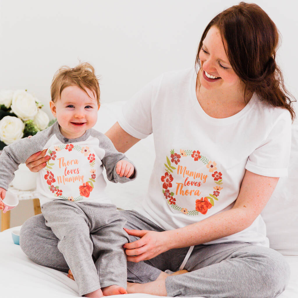 Personalised Floral Mummy And Me Matching Pyjamas, 1 of 7