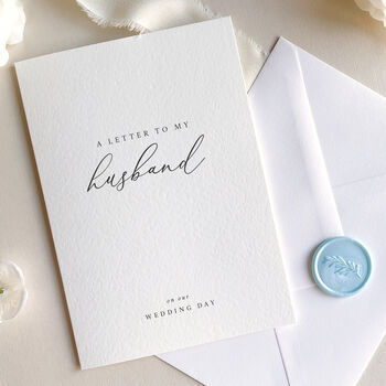 Luxury 'Letter To My Husband On My Wedding Day' Card, Elegant Calligraphy Design, 2 of 7