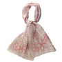 Hand Embroidered 100% Linen Scarf In Pale Pink With French Knot Flower Details, thumbnail 1 of 4
