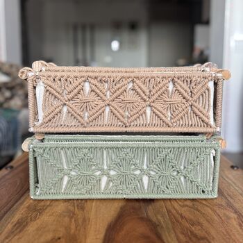 Set Of Two Macrame Skincare Makeup Organiser Storage, 2 of 11