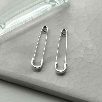 Sterling Silver Safetypin Earrings, 3 of 5