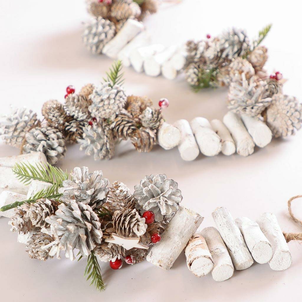 Frosted Nordic Christmas Pine Cone Garland By Dibor