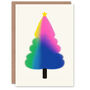 Tree Colourful Colour Modern Xmas Christmas Card, thumbnail 1 of 4