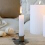 A Bundle Of Six Short Clear White Candles, thumbnail 1 of 2