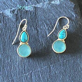 Handcrafted Brass And Turquoise Stone Earrings, 5 of 5