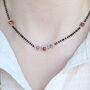 Black Bead 18ct Gold Plated Blue Stone Slim Mangalsutra Necklace, thumbnail 3 of 10