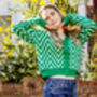 Bright Green Zig Zag Print Cardigan, thumbnail 10 of 11