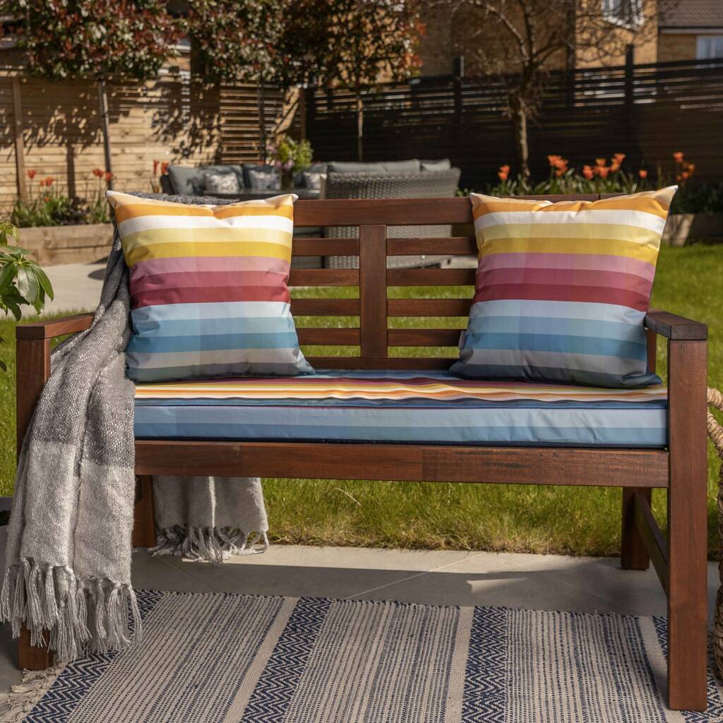 Pixel Stripes Water Resistant Garden Bench Seat Pad, 1 of 5