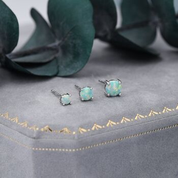 Mint Green Opal Stud Earrings, 5 of 12