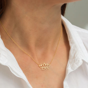 Lotus Flower Necklace In Silver Or Gold Vermeil, 2 of 12