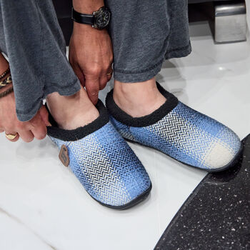Alfie Blue Check Mens Slippers Indoor/Garden Shoes, 5 of 8