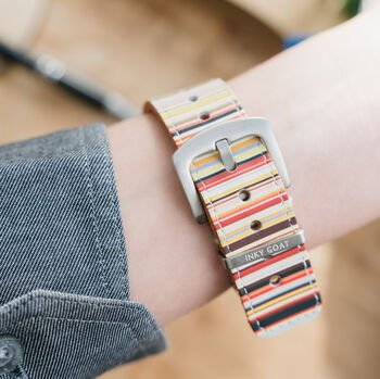 'Stripe' Leather Smartwatch Strap; Handmade Watch Band, 2 of 9