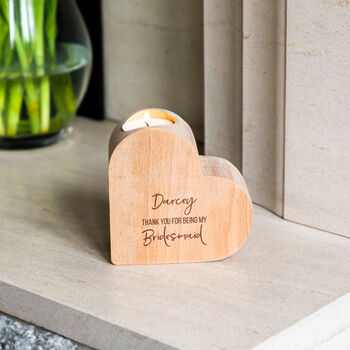 Personalised Heart Candle Holder Thank You Bridesmaid Gift, 3 of 6