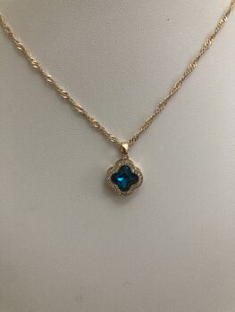 Blue Clover Pendant Necklace, 3 of 7