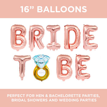 Bride To Be Hen Party Diamond Ring Balloons Rose Gold, 2 of 2