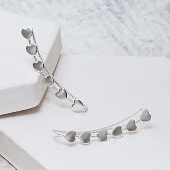 Sterling Silver Heart Ear Climbers, 2 of 3
