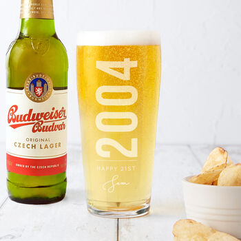 Personalised 21st Birth Year And Name Beer Glass, 2 of 6