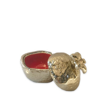 Golden Pomegranate Trinket Dish With Red Enamel, 3 of 3