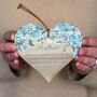 Blue Peony Mother Mini Heart Oak Wall Hanging, thumbnail 4 of 7