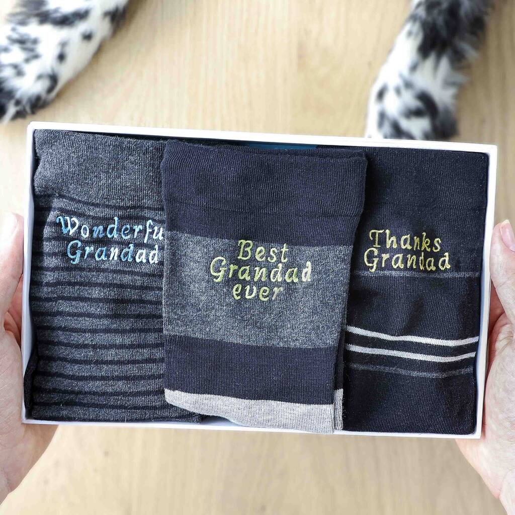 Personalised Name Gift For Grandfather Grandad Sock Set, 1 of 7