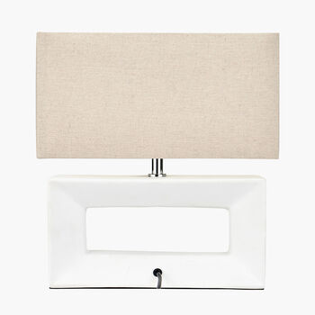 White Block Ceramic Rectangular Table Lamp, 6 of 10