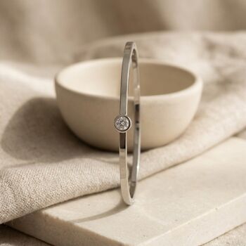 Solitaire Diamond Bangle Silver Non Tarnish Waterproof, 5 of 8