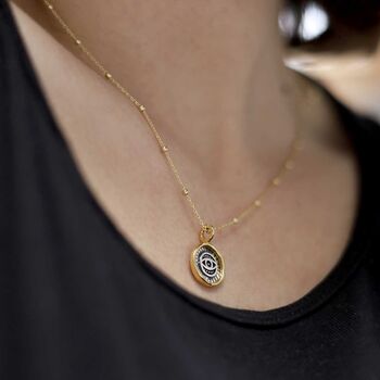 Gold Plated Sterling Silver Evil Eye Round Necklace, 10 of 12