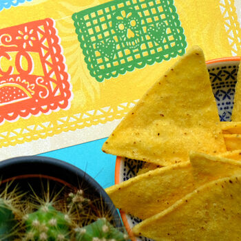 Mexican Taco Bunting Papel Picado Illustration Print, 5 of 5