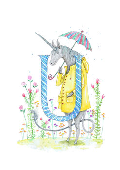 U Is For Unicorn Alphabet Art Print, 2 of 12