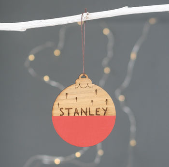 Personalised Name Wooden Christmas Bauble, 4 of 5