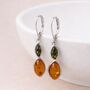 Sterling Silver Mixed Baltic Amber Drop Earrings – 50mm X 10mm, thumbnail 1 of 3