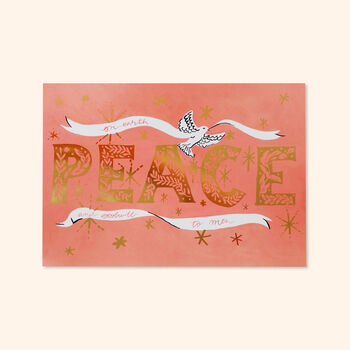 Peace Gold Typographic Christmas Print, Unframed, 2 of 4