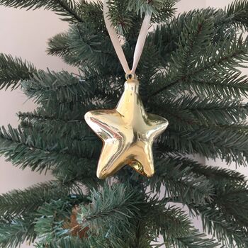 Gold Shiny Star Glass Christmas Bauble ~ Boxed, 3 of 3