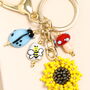 Beaded Sunflower Keyring And Bag Charm, thumbnail 2 of 3