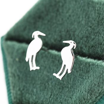 Grey Heron Bird Stud Earrings In Sterling Silver, 4 of 12