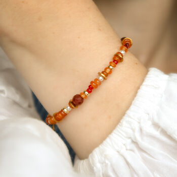 Carnelian Gemstone Bead And Sun Charm Bracelet, 3 of 4
