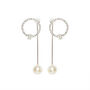 Ar Pearl And Crystal Silver Plated Ring Shape Earrings, thumbnail 3 of 6