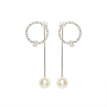 Ar Pearl And Crystal Silver Plated Ring Shape Earrings, 3 of 6
