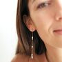 Gold Stainless Steel And Pearl Drop Earrings, thumbnail 4 of 5