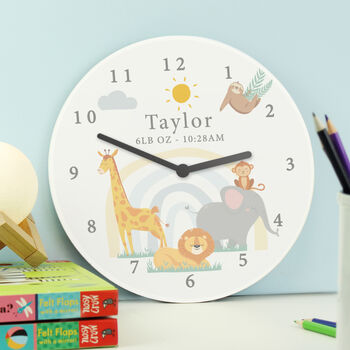 Personalised Safari Animals Nursery Clock Gift, 2 of 4