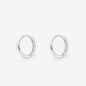 Solid Small Hoop Earrings In Sterling Silver, 2 of 5