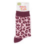 Leopard Print Bamboo Ankle Socks Women's Pink Plum, thumbnail 3 of 3