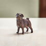 Miniature Bronze Pug Sculpture 8th Anniversary Gift, thumbnail 1 of 11