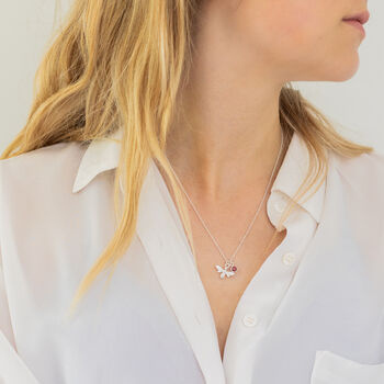 Silver Bee Necklace With July Birthstone, 2 of 8